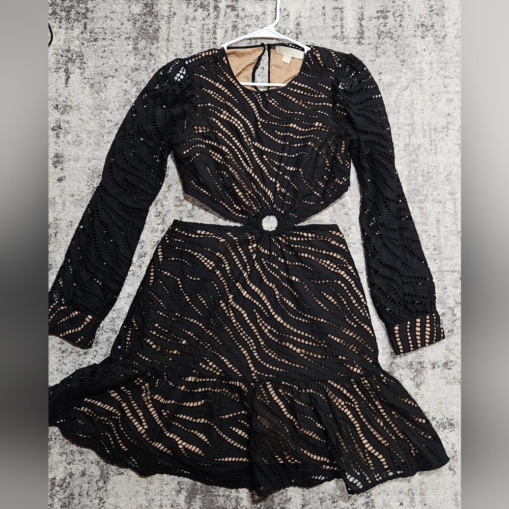 Micheal KorsZebra Eyelet Cotton Cutout Dress - Picture 7 of 8